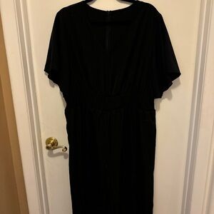 SHEIN Black V-Neck Dolman Sleeve Jumpsuit